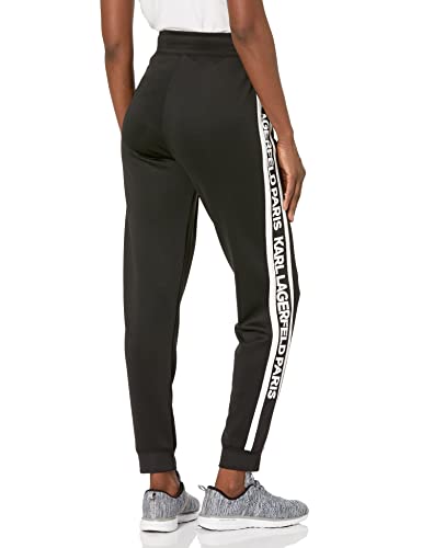 Karl Lagerfeld Paris Womens Block Letter Logo Jogger Tracksuit, Black/White, Large Us #TOP1