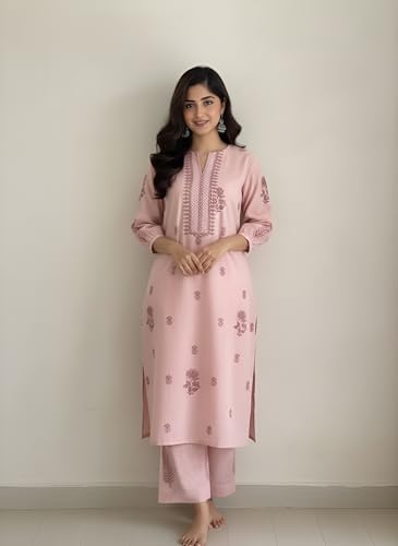 Image of ANNI DESIGNER Women's Rayon Viscose Straight Printed Kurta with Palazzo | Women Kurta Set | Ethnic Wear for Women | Daily Office Casual Traditional Outfit