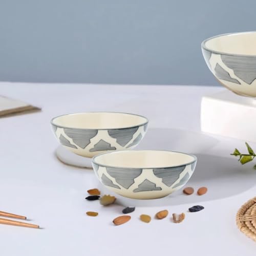 Image of Ceramic Bowl Set | 2-Piece Lightweight Crockery for Daily Use | Ash Grey Ramen & Snack Bowls (75ml Each) | Elegant Microwave & Dishwasher Safe | Perfect Christmas & New Year Gift