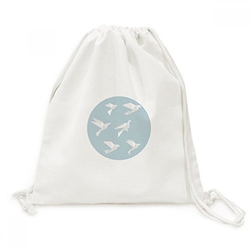 Sac à dos cordon pigeon géométrique origami toile pour shopping voyage loisirs