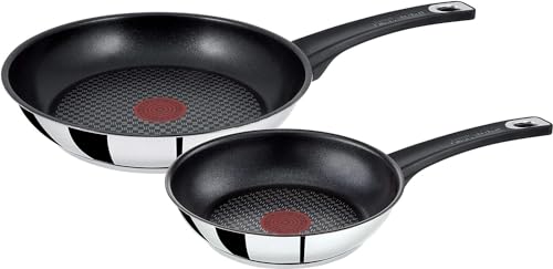 Tefal Jamie Oliver 2 Stück Edelstahl Bratpfannen 20 cm und 26 cm, induktionsgeeignet