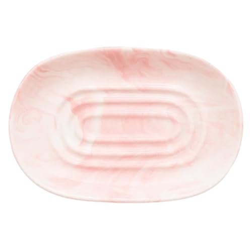 Ceramic Soap Dish, Marble Soap Dish for Bathroom, Small Soap Holder with Elegant Design, for Shower, Kitchen, and Sink, Keep Soap Dry & Easy Cleaning (Pink)