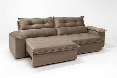 Sofá Aconchegante 3 Lugares Reclinável e Retrátil Bel Veludo LIMO...