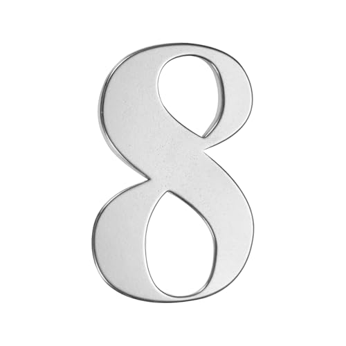 M METERXITY 1-Pack Self-adhesive House Number, 2 Inch 304 Stainless Steel Mailbox Number Address Number for House/Office/Hotel/Farmhouse, House Number for Outside [Number 8, Silver]