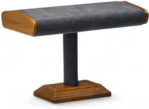 Oirlv Solid Wood T-Bar Watch Display Stand Jewelry Organizer Holder for Watch Bracelet Countertop Table Top Jewelry Tower(Grey) - Image 8