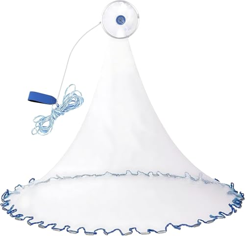 Fesatccoz Red de Pesca de Mano, Trampa de Red de Pesca portátil para Exteriores, Fabricada en Nylon monofilamento Moldeado a Mano con Trampa para señuelos para línea de Mano (2,4 m)