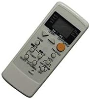 سامهون view of the Calvas Fetcus remote control, showing the display screen and various buttons for mode, temperature, fan speed, and timer functions.