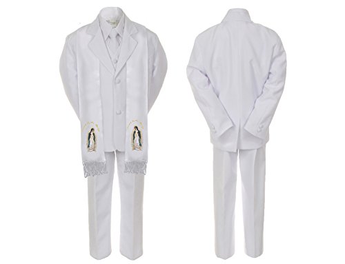 Image of Baby Boy Kid Christening Baptism Communion White Suit Mary Maria Stole Sm-7
