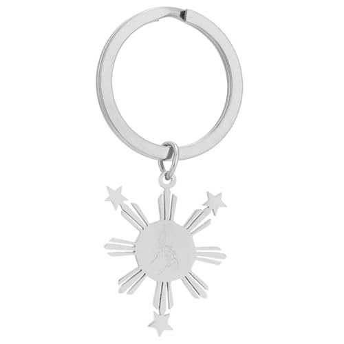 MZRAN Porte-clés polyvalent pour femme, carte des Philippines, porte-clés culture, porte-clés carte des Philippines, Argenté., A