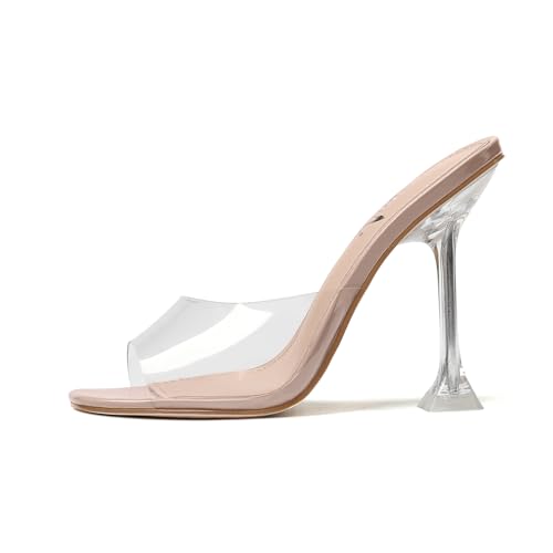Image of vivianly Womens Square Open Heels Sandals Slip on Heeled Slides Mules for Party Daily Wear