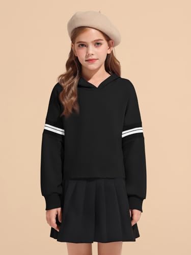 Sweat à capuche rayé filles Haloumoning manches longues de 5 à 14 ans