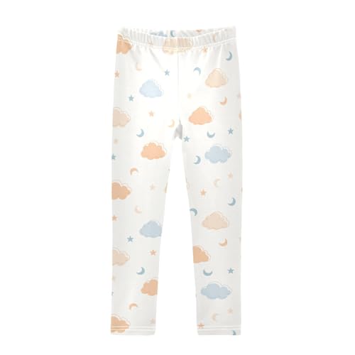 Clouds Sun Moon Stars Girls Leggings,Workout Leggings for Girls Toddler Athletic Leggings Size for 3-10T