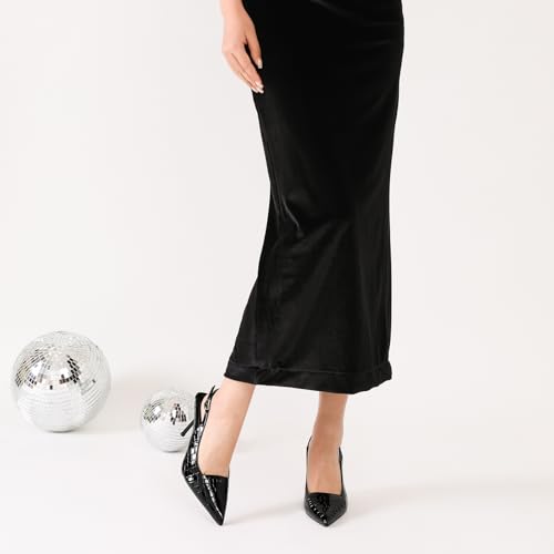 Image of RIBONGZ Sexy Slingback Pumps Elegant Dressy Heels for Women Closed Toe Pointy High Heels Wedding Bride Prom Party Evening Shoes