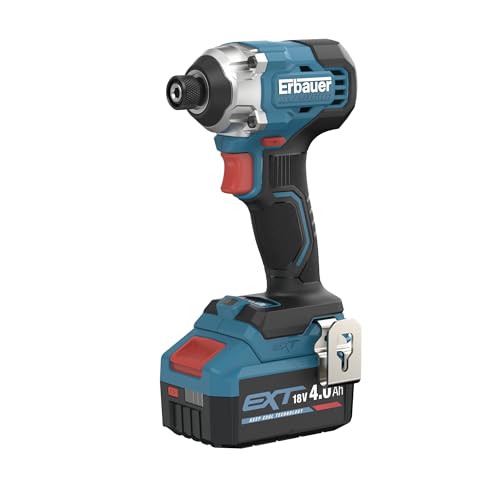 Erbauer Visseuse à Choc sans Fil 18V ERI1093IPD Moteur Brushless avec batterie 4Ah