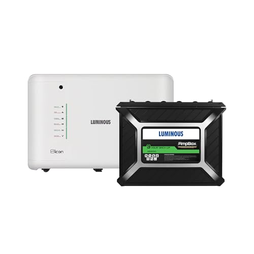 Image of Luminous Inverter & Battery Combo for Home, Office & Shops | iCon White 1100 Inverter with AmpBox Gel Battery | Fast Charging, 3hr Backup, Maintenance-Free | Warranty: 36 & 60 Months