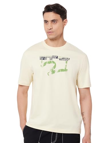 Image of Spykar Men's Oversized Round Neck Half Sleeve Solid Casual T-Shirt