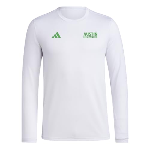 adidas Mens Austin FC Pre-Game Long Sleeve Soccer T-Shirt,White/Austin Fc,Large/Tall