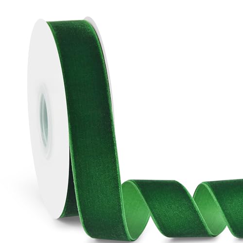 Isaspire 1' Wide Velvet Ribbon, 10 Yards - Forest...