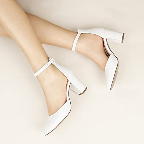 Image of Ankis Closed Toe Heels for Women -Black Nude White Silver Gold Womens Heels Closed Round Toe Chunky Block Pumps Shoes, 3 Inch