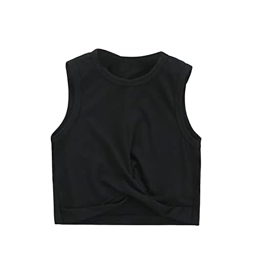SOLY HUX Toddler Girl's Twist Hem Sleeveless Crop Tank Top Solid Black 110