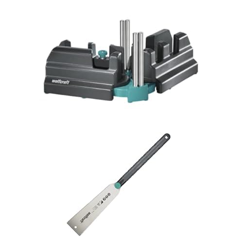 Bundle of wolfcraft Soporte de ajuste y corte, 6948200, Producto 2 en 1 para rodapiés exactos + wolfcraft Sierra japonesa, 240 mm I 6951000 I Para cortar madera y plástico con facilidad
