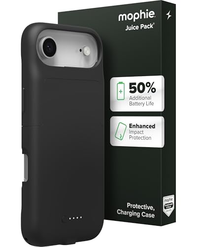 Mophie Juice Pack Battery Case for iPhone Air - Slim Charging Case, Up to 50% Extra Battery Life, High Impact Protection, Magnetic Back for Wallets & Mounts, Sustainable Material, Black