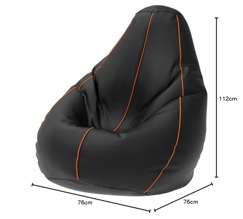 Image of ComfyBean Bag with Beans Filled XXXL- Official: Bailey & Bakers Bean Bags - for Young Adults - Max User Height : 5-5.8 Ft.-Weight : 60-70 Kgs(Model: Black Orange)