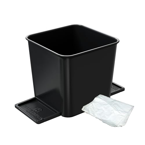 Image of Car Trash Can with Stability Wings - Leakproof Portable Garbage Bin for Fabric & Rubber Mats - Compact Durable Plastic Auto Organizer for Cars, SUVs, Trucks (Black, Small)