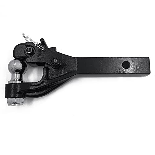 Httmt- Heavy Duty 8-Ton /12000 Lbs Pintle Hitch With 2 Inch Trailer Ball, Combination Trailer Hitch Towing Tow Winches Hitch Hauler Receivers Mounts [P/N: Et-Car-Fix015-Bk] #TOP30