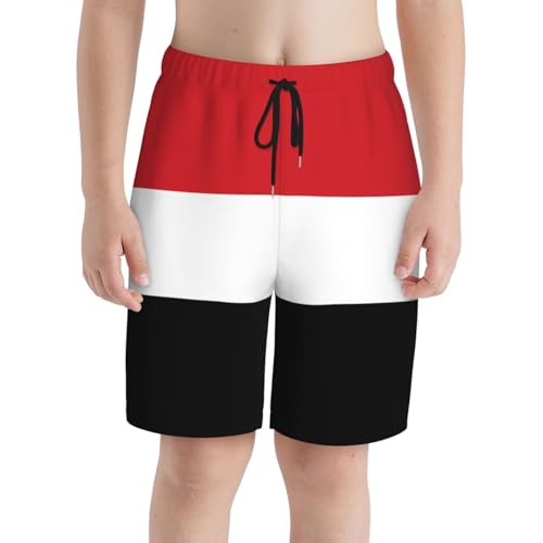 Yemeni Flag Youth Beach Pants, Soft and Breathable, with Drawstring Waist, Suitable for Sports and Leisure.3