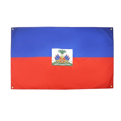 AZ FLAG Drapeau Haïti 150x90 cm avec 4 oeillets, Pavillon Haïtien pour balcon ou mur