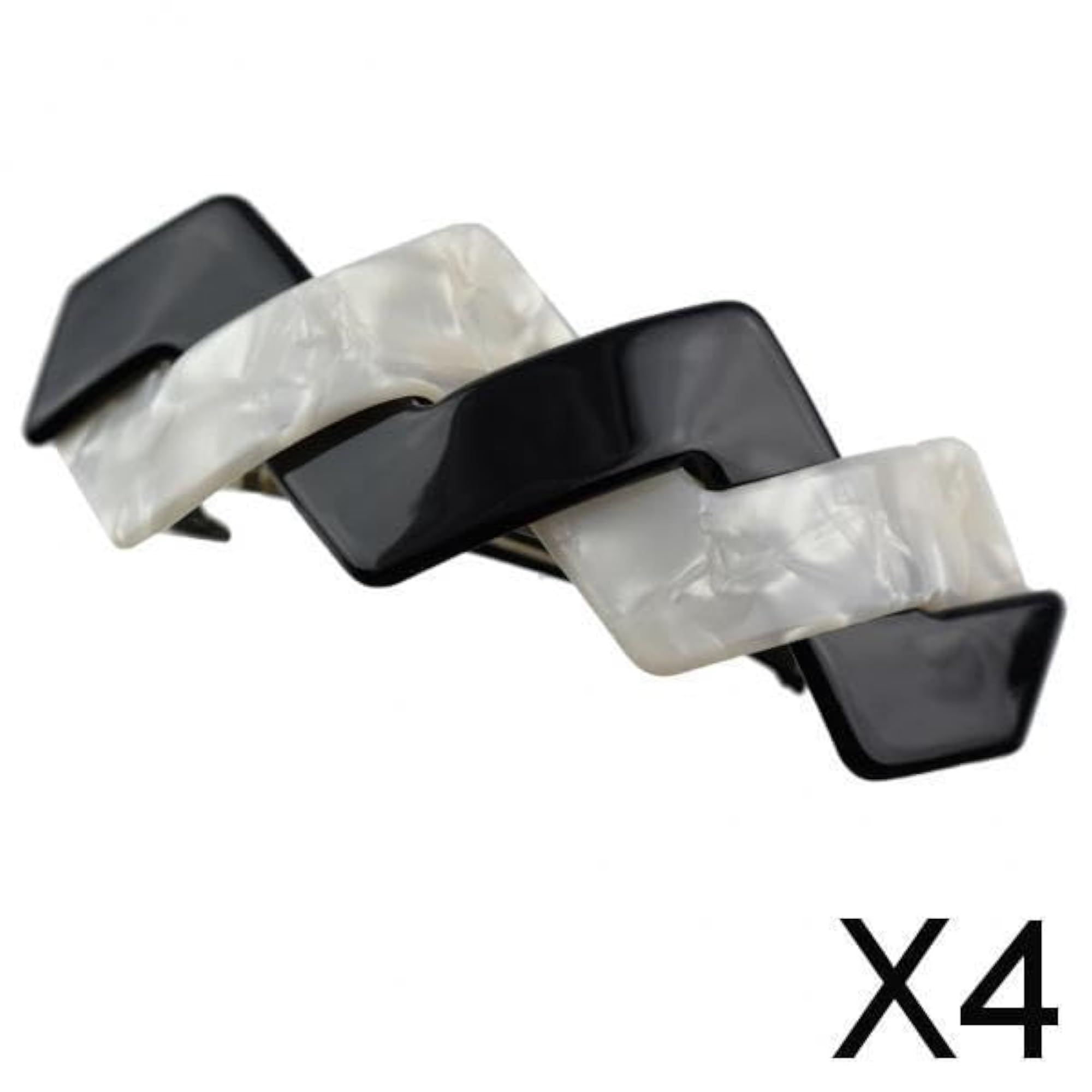 Black & White Patchwork French Hair Barrette Clip