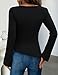 ZESICA Women's Long Sleeve Cowl Neck Shirts Slim Fit Going Out Y2k Tops Blouses 2025 Fall Outfits Fashion Clothes,Black,Small