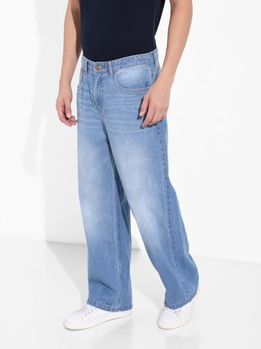 The Indian Garage Co Herren-Jeans, Baggy-Passform, mittelhohe Taille, Blau, 44 – Bild 4