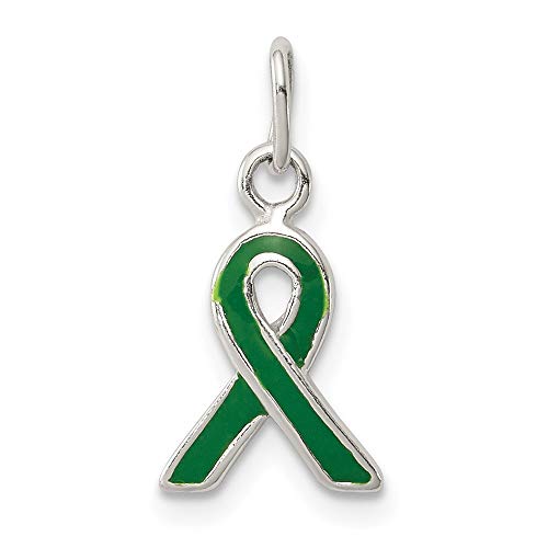 925 Sterling Silver Green Enameled Awareness Pendant Charm Necklace Awarenes Fine Jewelry For Women Gifts For Her