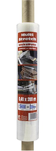 Jufol 50041 Multi-Stretch Wickelfolie 0,4 x 200, Stretchfolie-40 cm breit-200 m Folie zum Abwickeln-gestretcht 500 m lang Cover