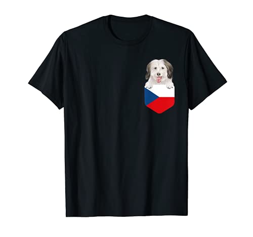 Czech Republic Flag Coton de Tulear Dog In Pocket T-Shirt, Black