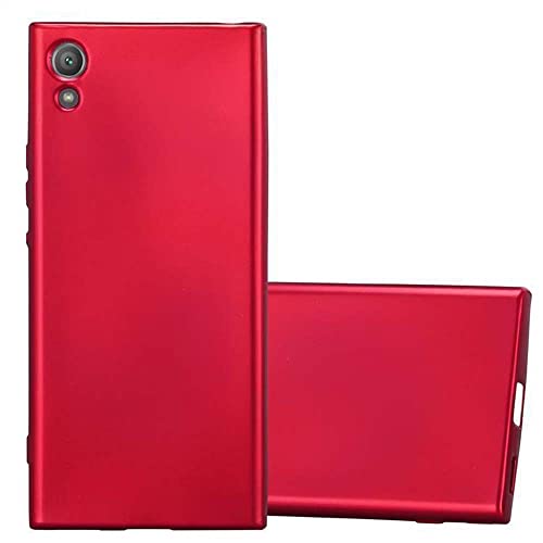 Cadorabo Hülle kompatibel mit Sony Xperia XA1 Schutzhülle TPU Silikon Hülle Metallic Design Slim Kratzfest Weiche Gummi mit R&umschutz Hülle Hülle für Sony Xperia XA1 in Rot