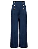 Belle Poque Womens Flare Jeans High Waisted Wide Leg Baggy Jean for Women 2024 Summer Stretch Business Work Denim Pants Medium Navy