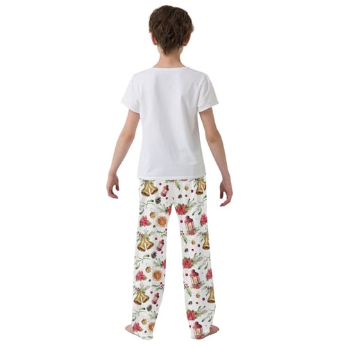 Christmas Jingle Bell Lamp Boys Long Pants Soft Trousers Elastic Waist Kids Lounge Bottoms with Pockets S-XL3