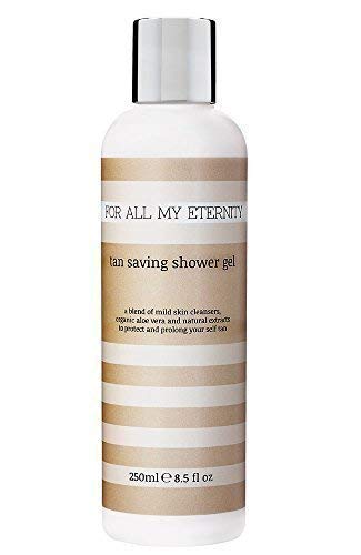 Tan Saving Shower Gel 250ml Natural Self Tan Extending Body Wash Paraben Free with Provitamin B5 and Certified Organic Aloe Vera plus Sweet Orange and Grapefruit Extract