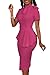 PerZeal Church Dress for Women Fashion Peplum Bodycon Short Sleeve Work Dresses Bow Club Ruffle Pencil Formal Cocktail Dress Rose Red X-Large