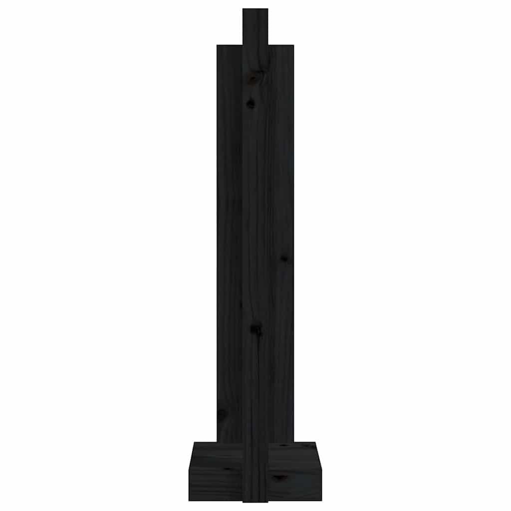 Home strumenti-Portalegna Nero 33.5x30x110 cm Legno Massello Pino