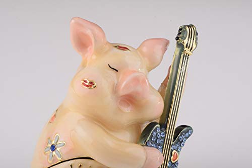 Keren Kopal Pig Playing Guitar Trinket Box Decorated With Swarovski Crystals Unique Handmade Gift P1903 #TOP7