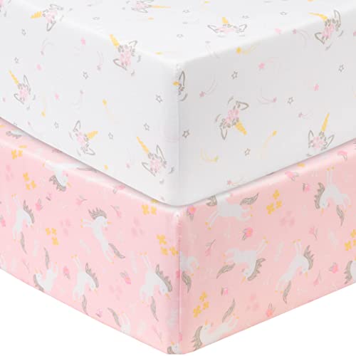 Image of Sammy & Lou Mystical Dreams 2-Pack Microfiber Fitted Crib Sheet Set, Fits Standard Crib Mattress 28 in x 52 in; Fully Elasticized,