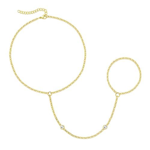 Reoxvo Dainty Gold Chain Bracelets Set for Women 14K Real Gold Plated Link Chain Bracelets for Women Trendy Gold Stackable Bracelets for Women Adjustable 7"+2"