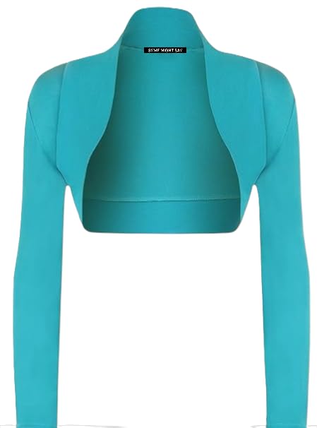 Image of Women's New Long Sleeve Bolero Shrug - Plain Open-Front Bolero Cardigan Top