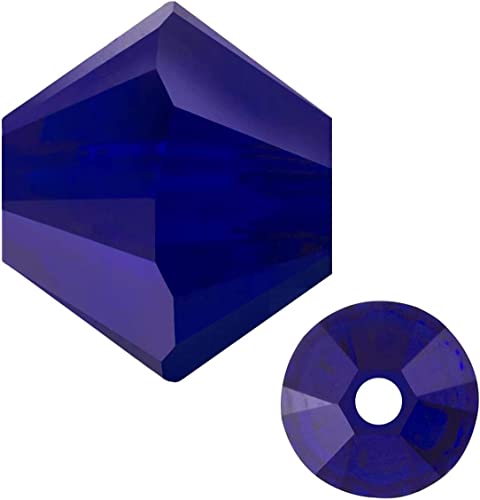 40x Preciosa Bohemian Crystal Beads 4 mm Double Cone Czech Glass Cut Beads Glass Beads Bicone Beads (Cobalt Blue)