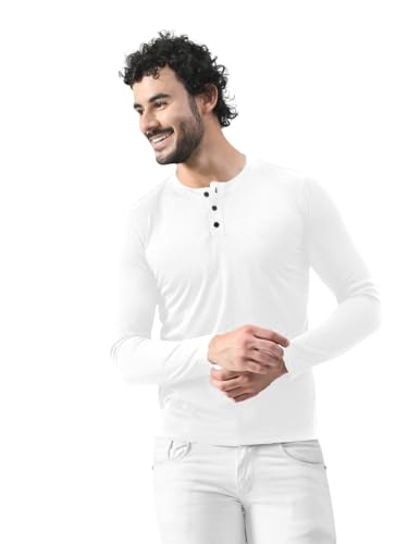 Image of Men's Long Sleeve Henley T-Shirt with Button Placket | Soft & Comfortable Casual Wear