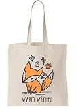 Warm Wishes Sac fourre-tout en toile Motif renard avec fleurs